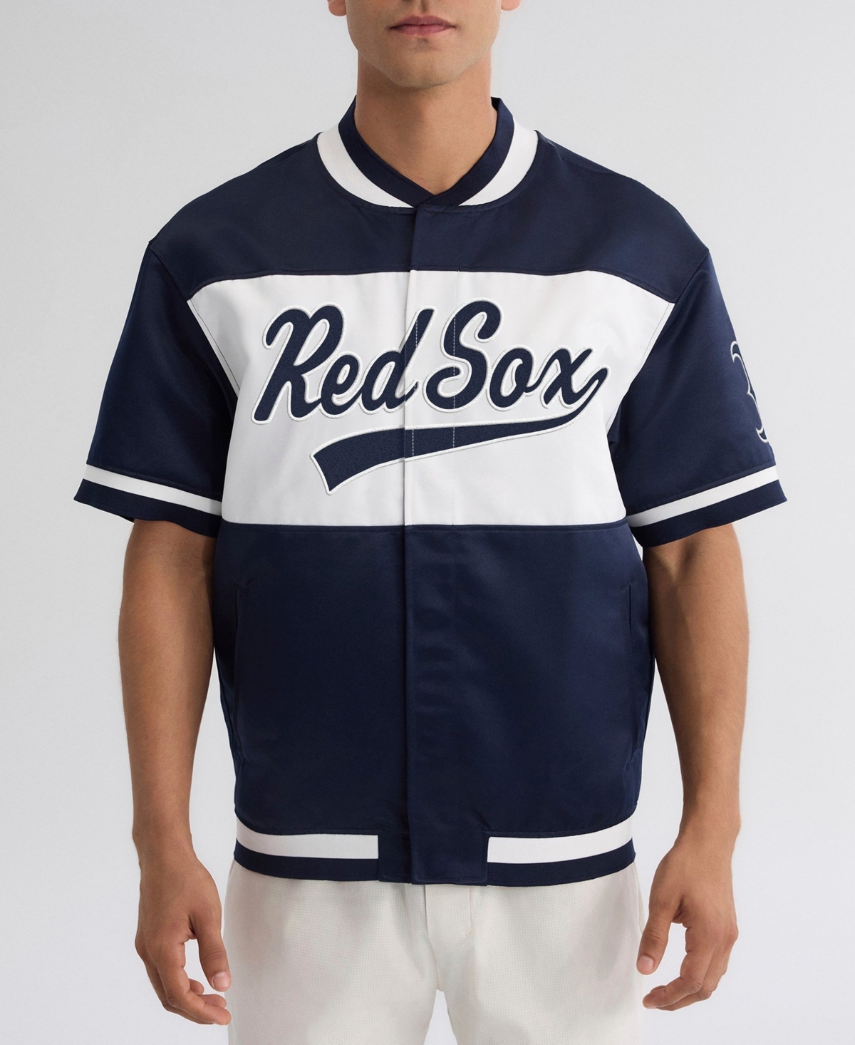Fanatics Men's Boston Red Sox Iconic Full-Snap Short-Sleeve Warm-Up Jacket