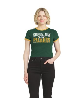 Women's Green Bay Packers Cropped Throwback Cotton-Blend T-Shirt