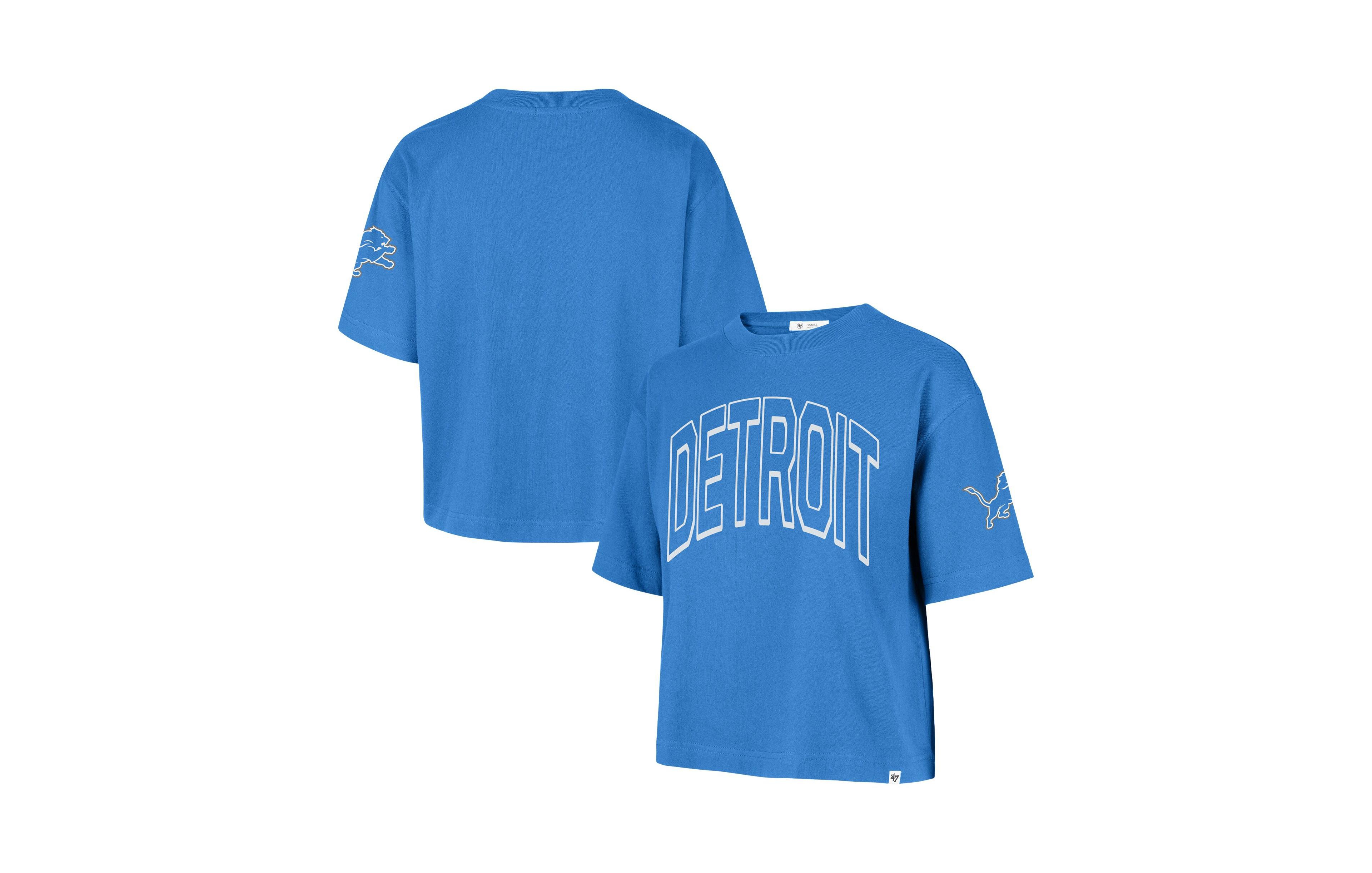 '47 Brand Women's Detroit Lions Call Out Reed City Short-Sleeve Cropped T-Shirt