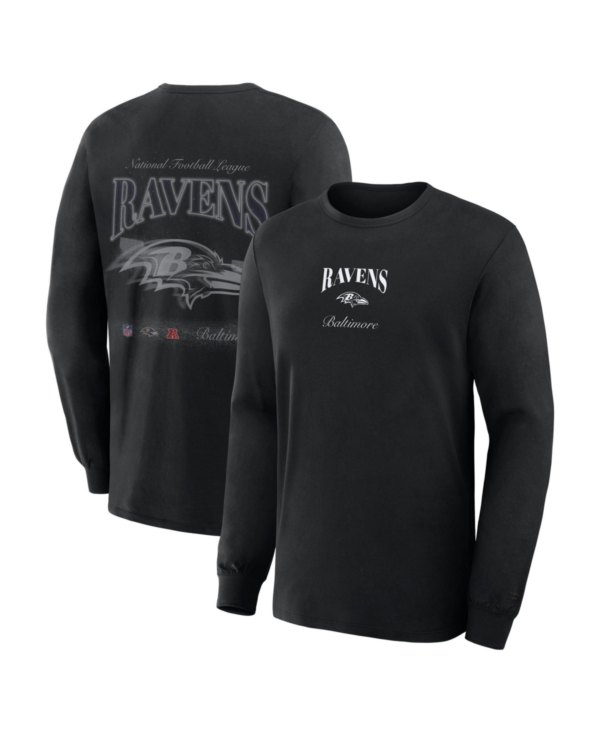 Fanatics Men's Baltimore Ravens Midnight Falls Long-Sleeve Crewneck T-Shirt - Black