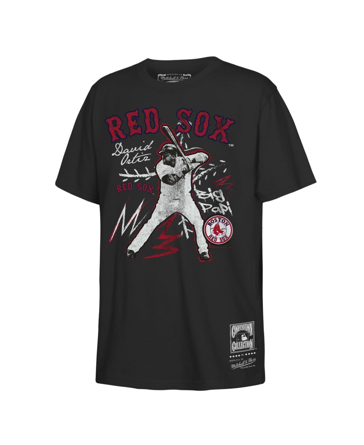 Mitchell & Ness Big Boys and Girls David Ortiz Black Boston Red Sox Chalked Up Player T-Shirt - Black