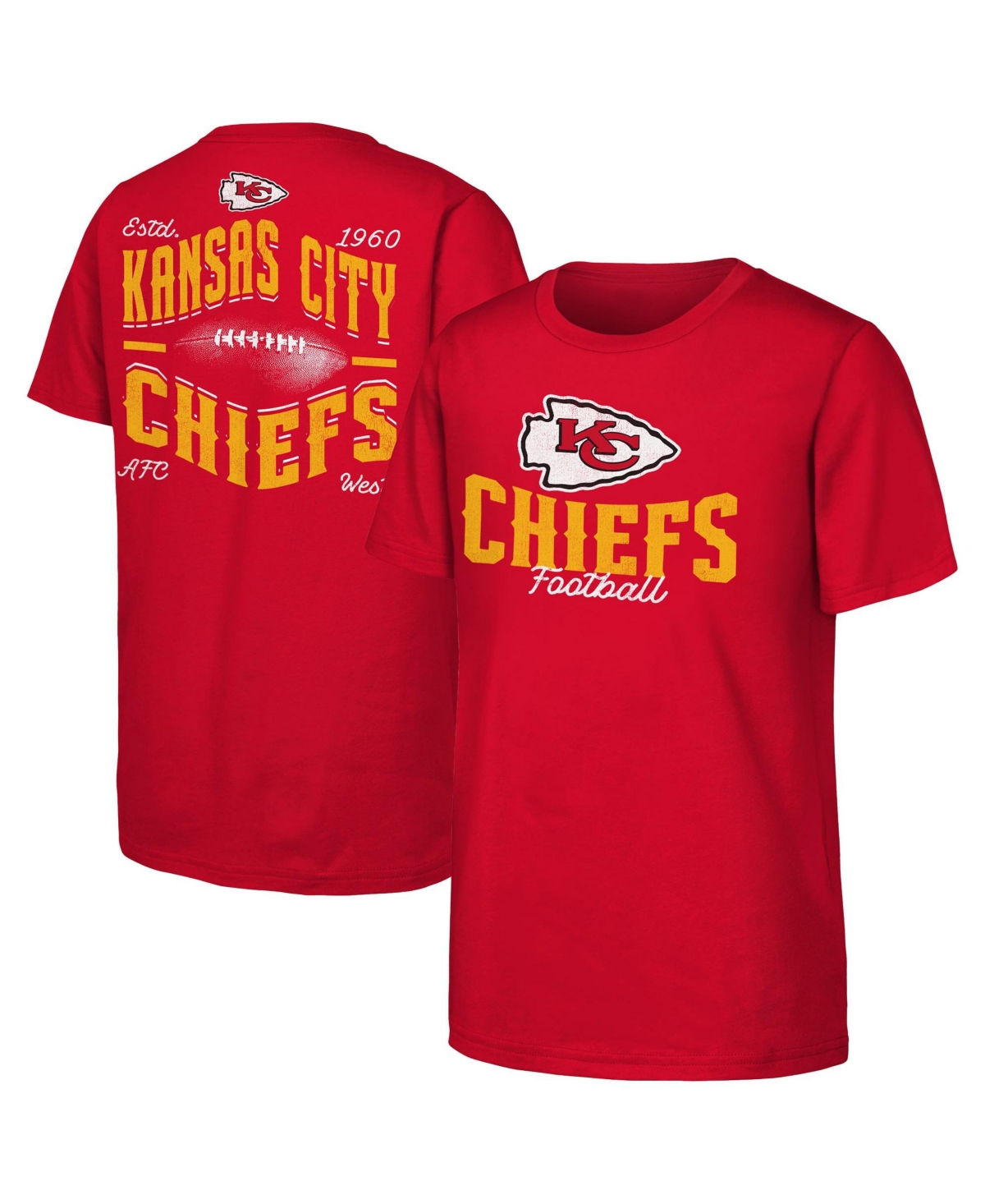 Outerstuff Boys' and Girls' Kansas City Chiefs Top Pick Screen Print Graphics T-Shirt - Red