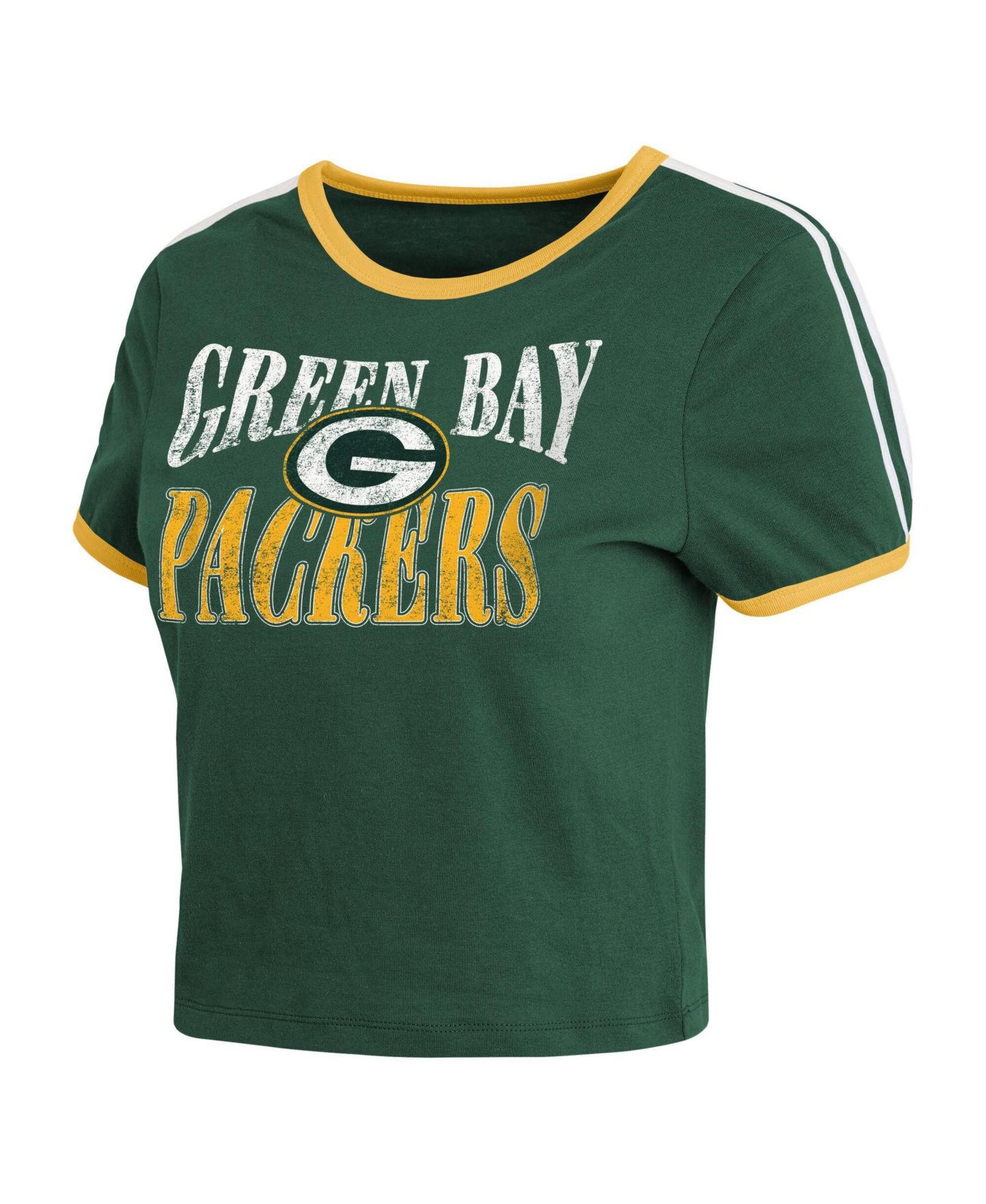 Женская футболка WEAR by Erin Andrews Green Bay Packers Cropped Throwback Cotton-Blend — фото 3