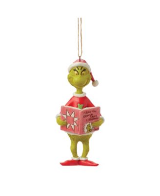 Dr. Seuss The Grinch with Book Hanging Ornament
