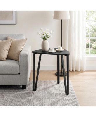 Industrial Triangle Nesting Coffee Table Set, Space-Saving Stackable Side Tables with Black Metal Frame Melamine Boards for Living Room Bedroom