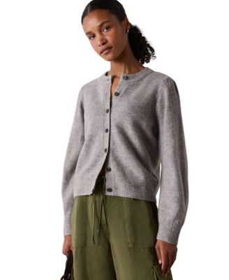 Women's Wool Mix Puff Sleeve Cardigan