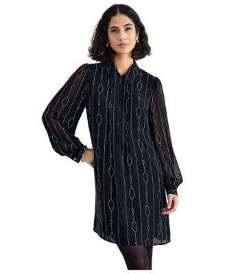 Women's Candice Long-Sleeve Sheer-Sleeve Dress