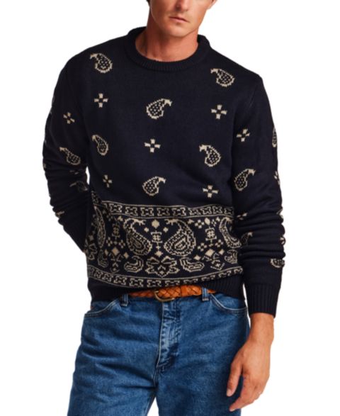 Мужской свитер Weatherproof Vintage Chunky Paisley Crew Neck, цвет: Тёмно-синий