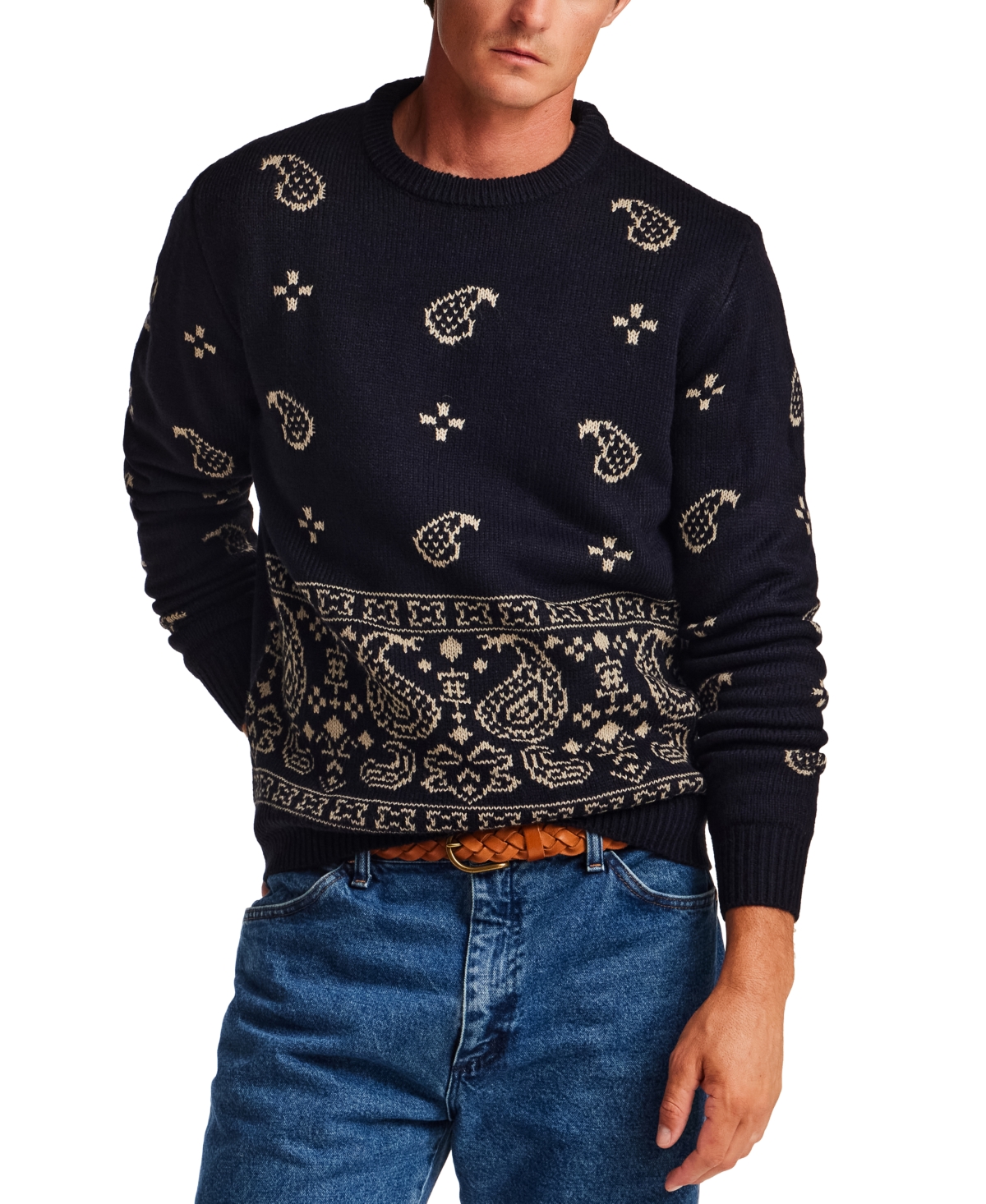 Weatherproof Vintage Men's Chunky Paisley Crew Neck Sweater