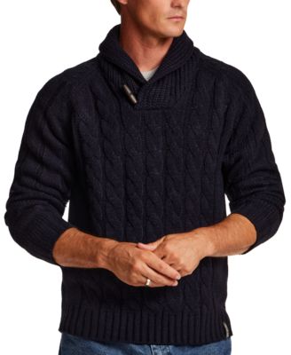 Men's Fisherman Cable-Knit Shawl Collar Pullover Sweater
