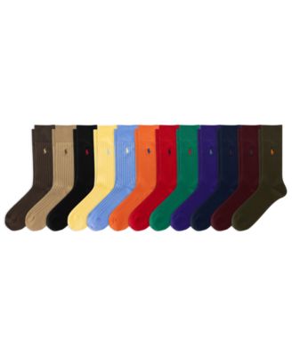 Men's Signature Pony Crew Ribbed Dress Socks, 12-Pair