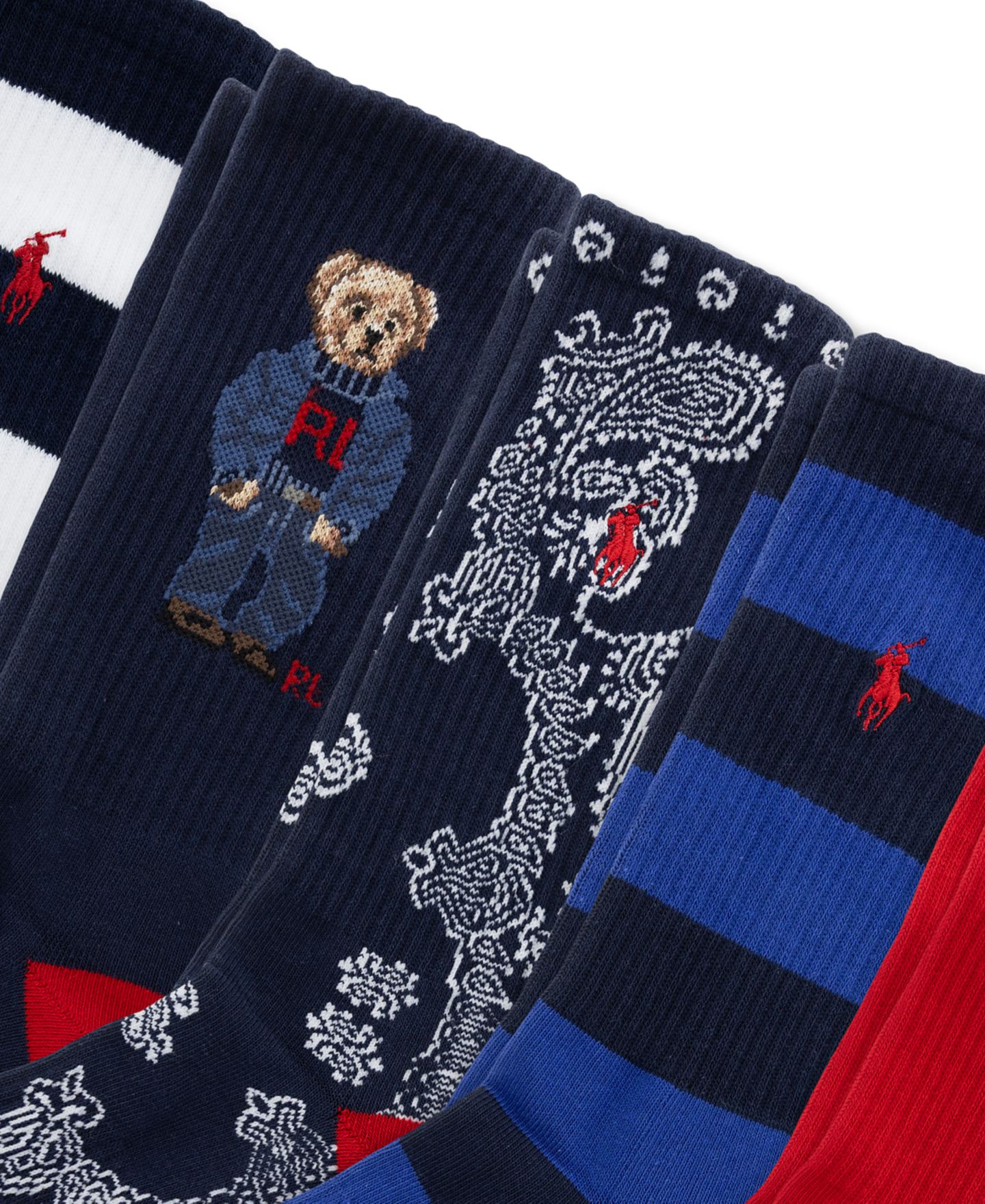 Туфли Leg для мужчин, средней высоты, в рубчик, 6 шт. — Polo Ralph Lauren, цвет: Тёмно-синий / Красный — фото 2