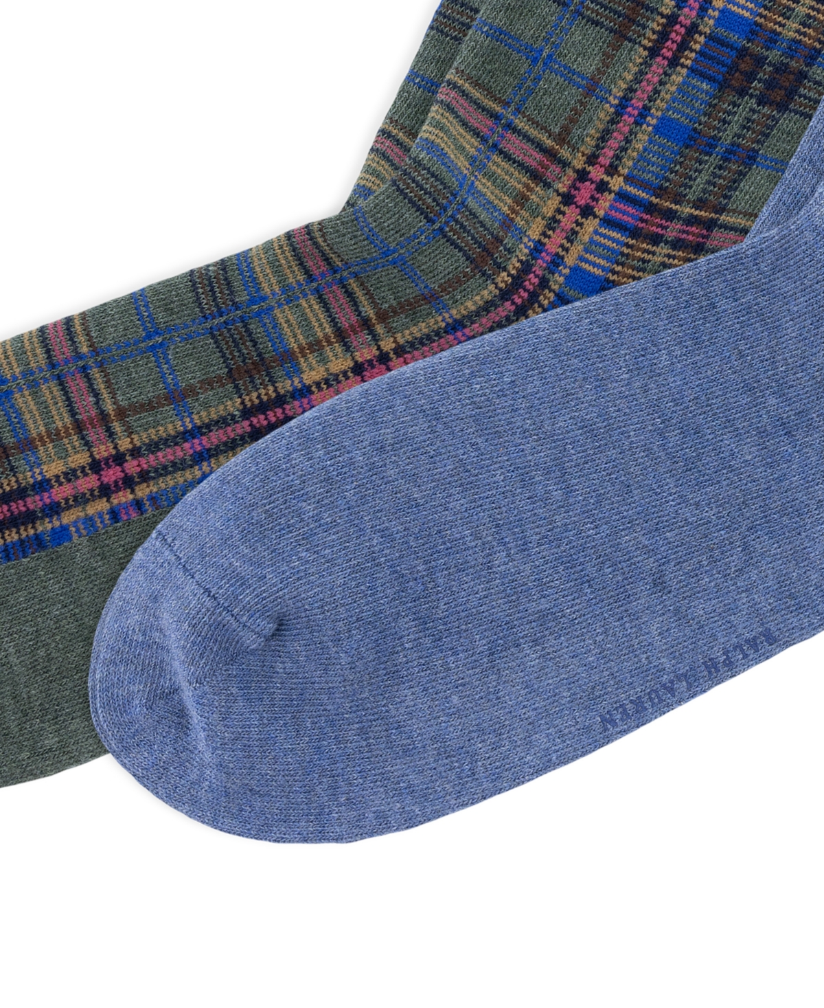 Polo Ralph Lauren Men's Mallard/Plaid Cotton-Blend Crew Socks, 2-Pack