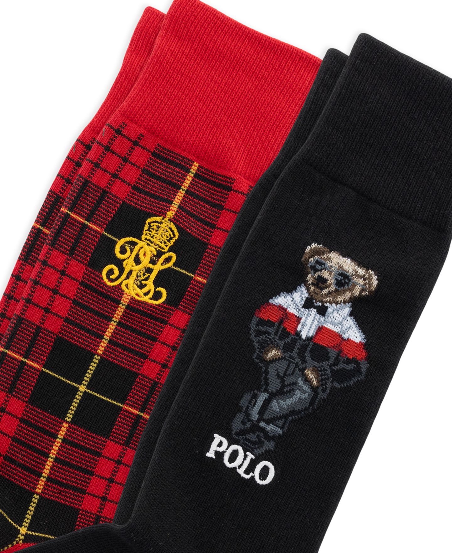 Носки Blend для мужчин, хлопок, в рубчик, 2 шт. — Polo Ralph Lauren, цвет: Чёрный / Красный — фото 2