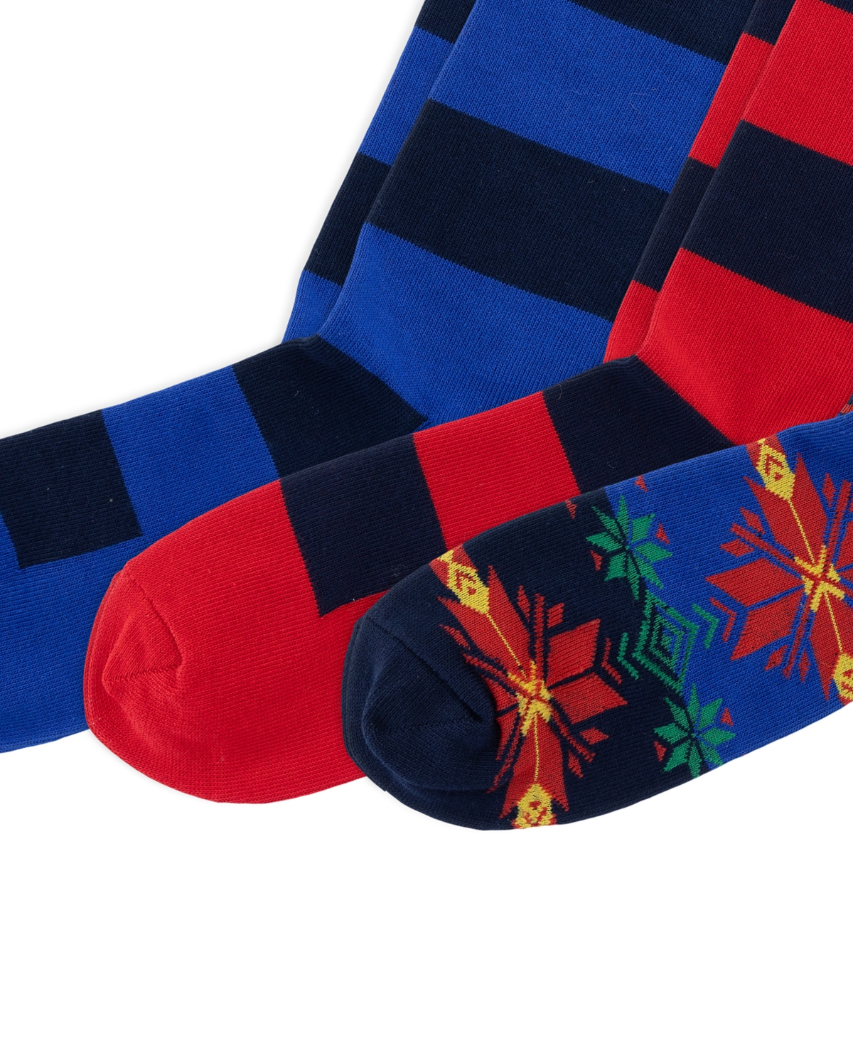 Polo Ralph Lauren Men's Snowflake/Rugby Stripes Cotton-Blend Crew Socks, 3-Pack