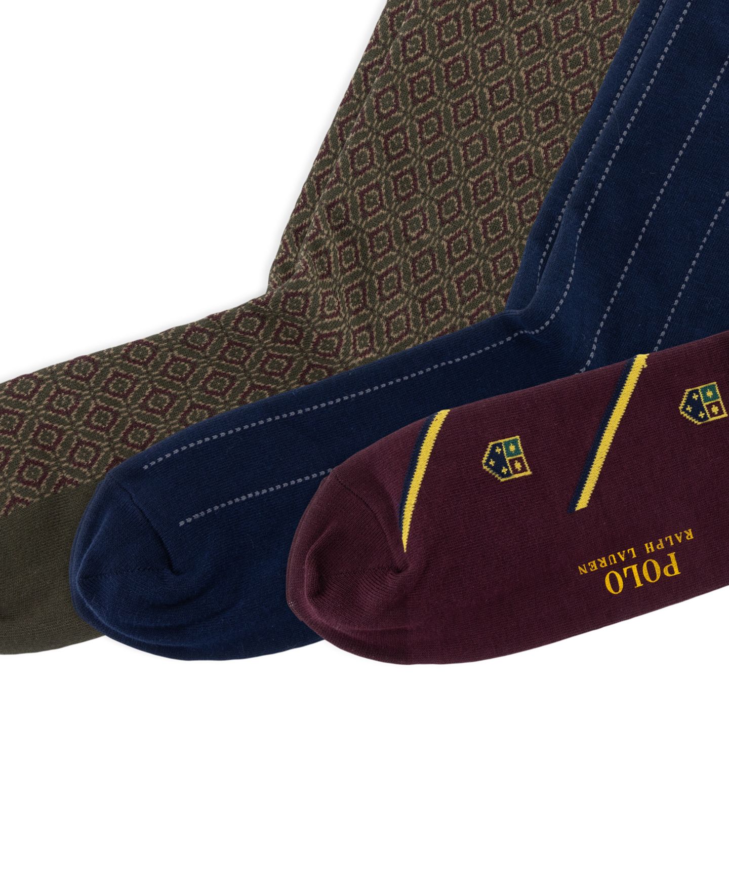 Носки Pony для мужчин, хлопок, в полоску, 3 шт. — Polo Ralph Lauren, цвет: Винный — фото 3