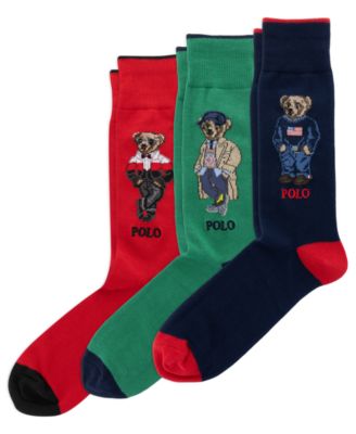 Men's Polo Bear Crew Cotton-Blend Socks, 3-Piece Gift Box