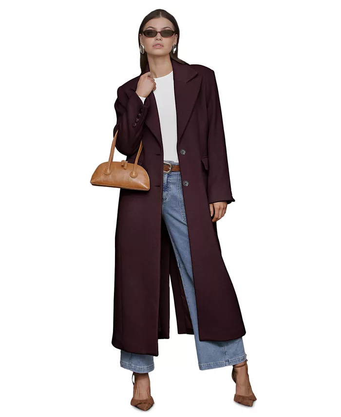 Women's Double-Breasted Long Wool-Blend Structured-Shoulder Coat - thumbnail 2