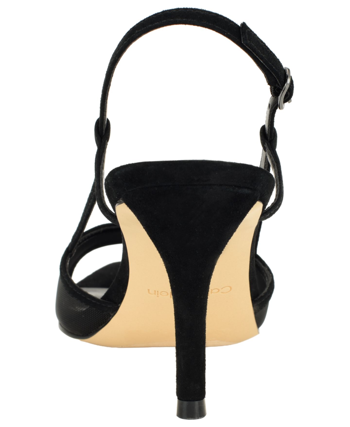 Женские сандалии Calvin Klein Corette Mesh Slingback Stiletto, цвет: Чёрный замшевый сетчатый — фото 3