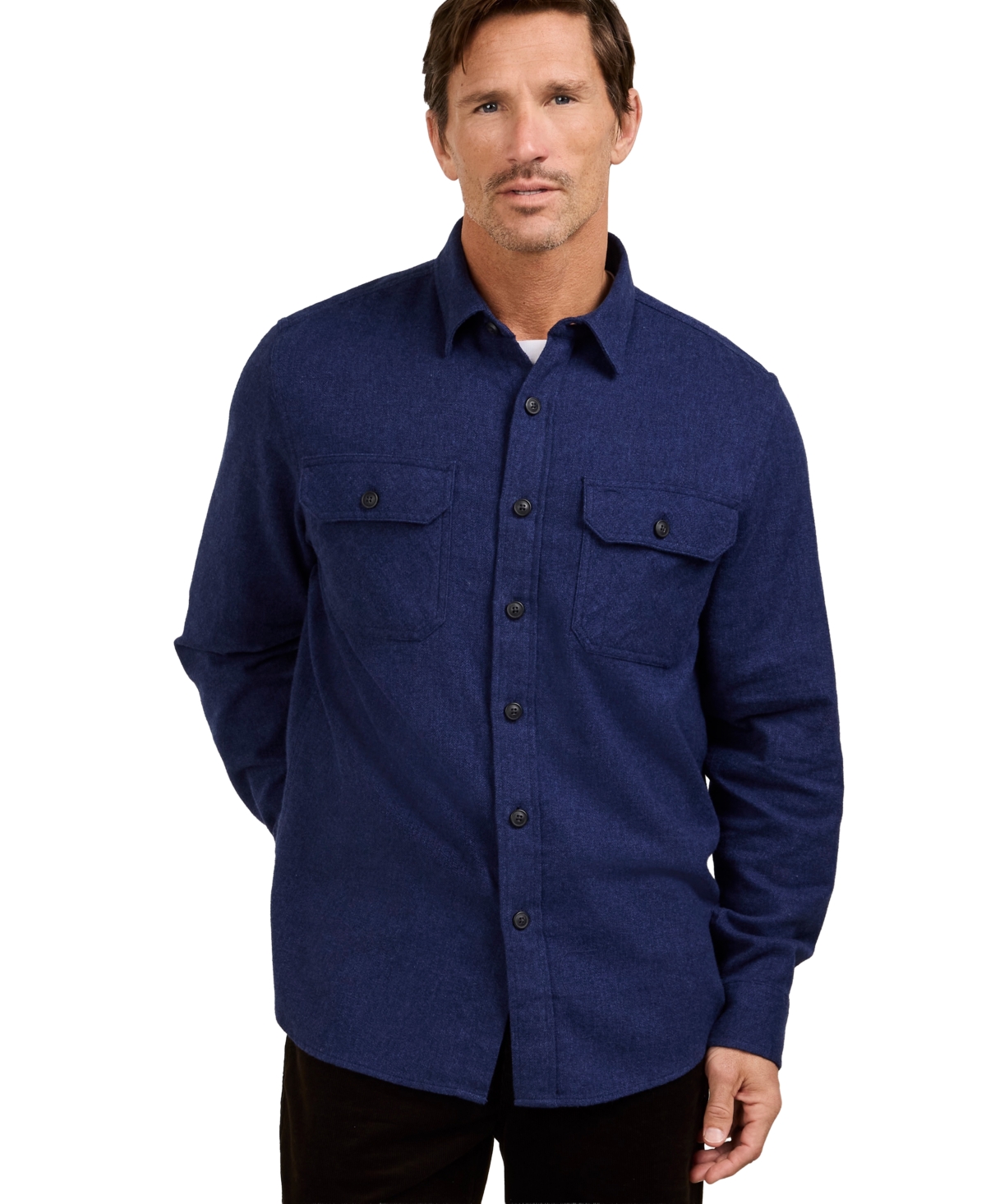 Pendleton Men's Burnside Flannel Long-sleeve Shirt In Navy Donegal Heather