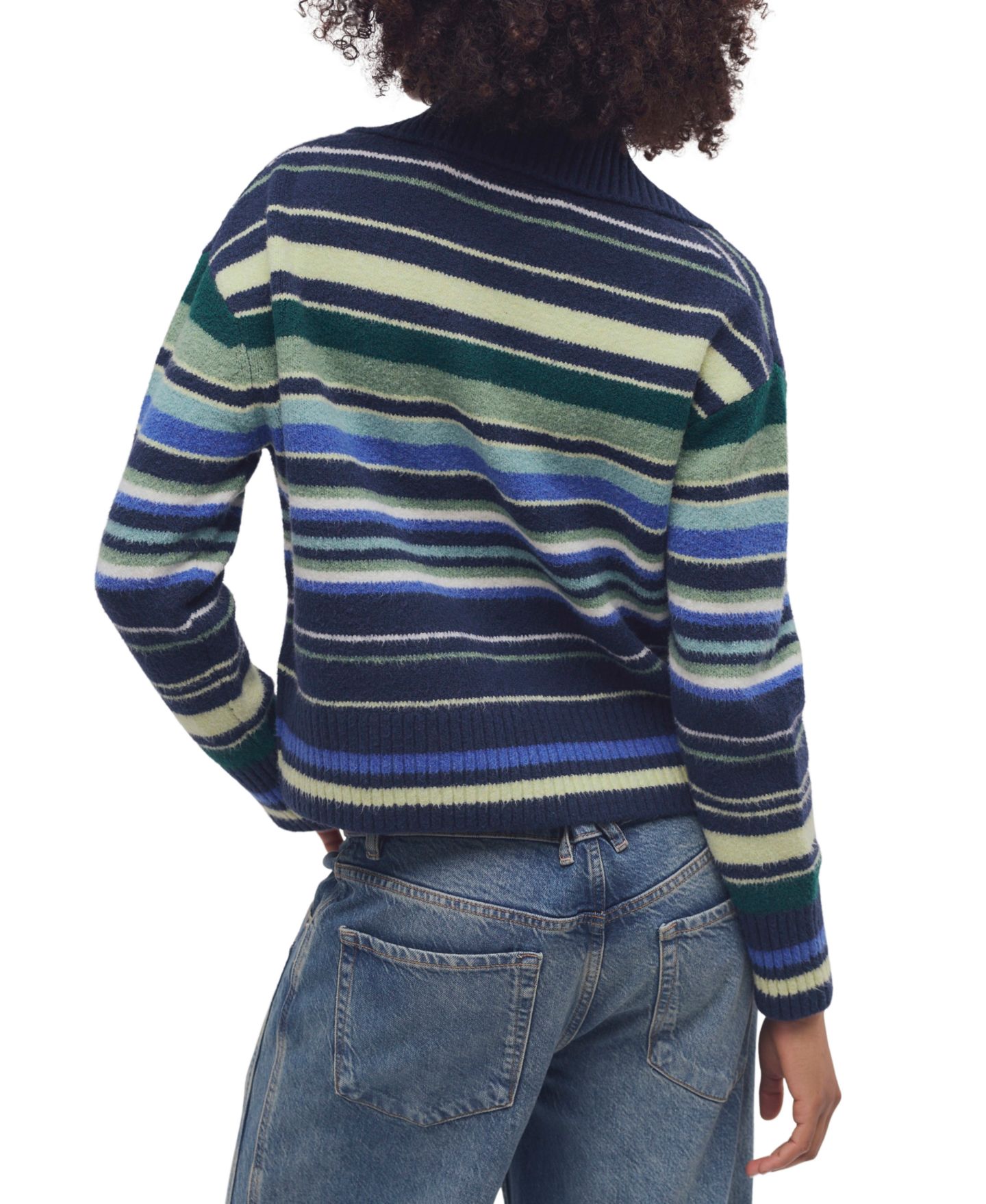 Женский свитер Free People Trading Up Lightweight Stripe Polo Sweater, цвет: Тёмно-синий комбинированный — фото 5
