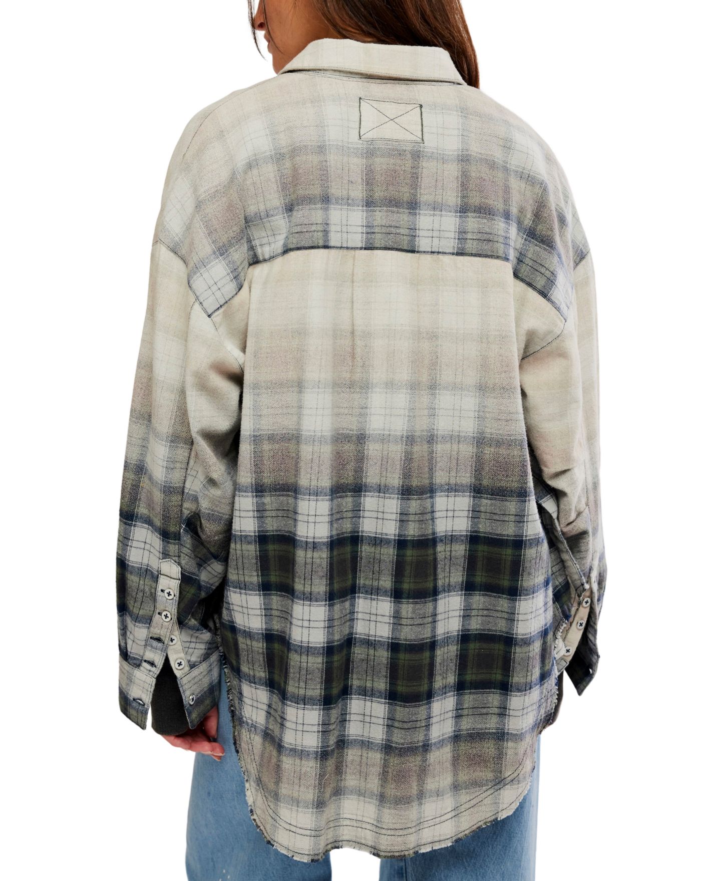 Женская рубашка Free People Lexi Plaid Oversized Waffle-Knit, цвет: Тёмно-зелёный комбинированный — фото 5