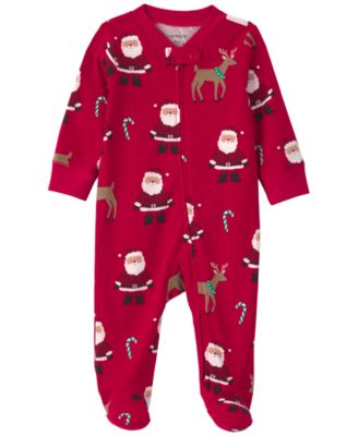 Boys' and Girls' Santa Christmas 100% Cotton 2-Way Zip Sleep & Play