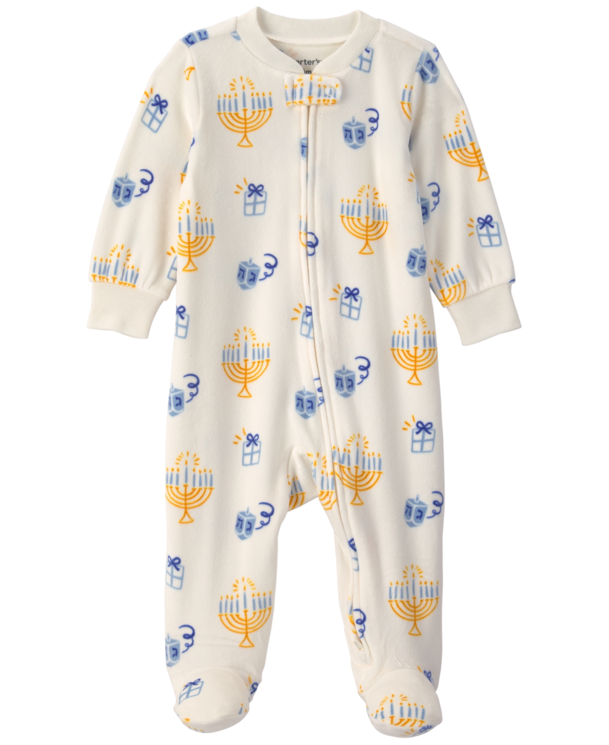 Carter's Babies' Boys' And Girls' Hanukkah 2-way Zip Footed Sleep & Play Pajamas In Cream