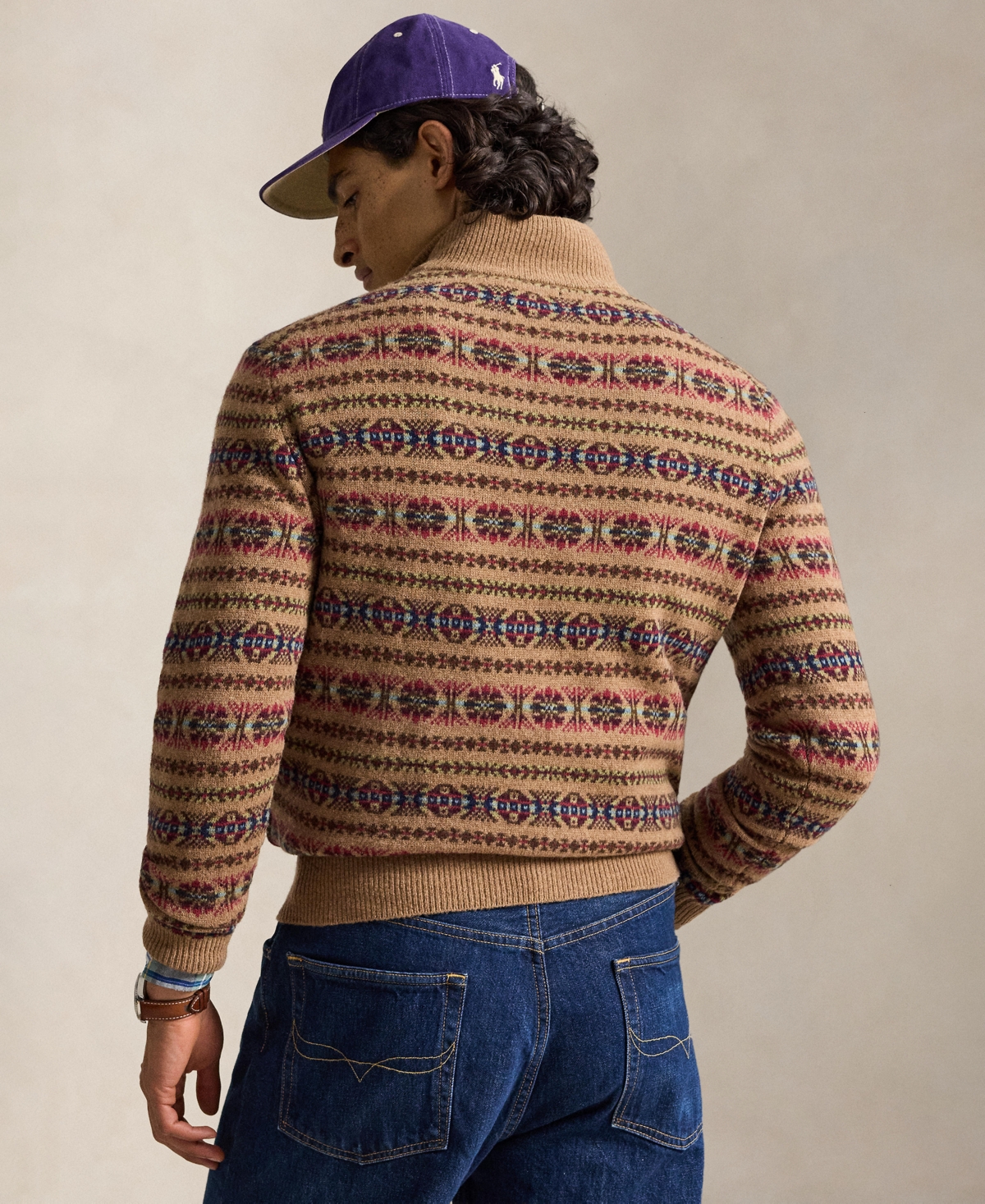 Polo Ralph Lauren Men's Fair Isle Quarter-Zip Regular-Fit Wool Sweater