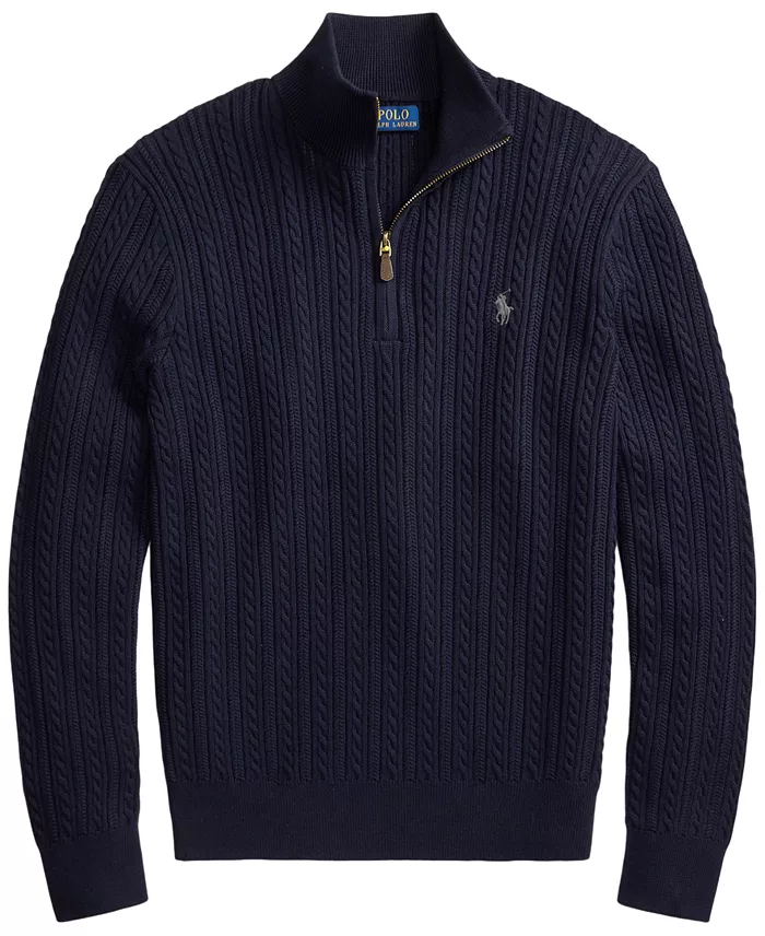 Men's Cable-Knit Quarter-Zip Mockneck Sweater - thumbnail 5