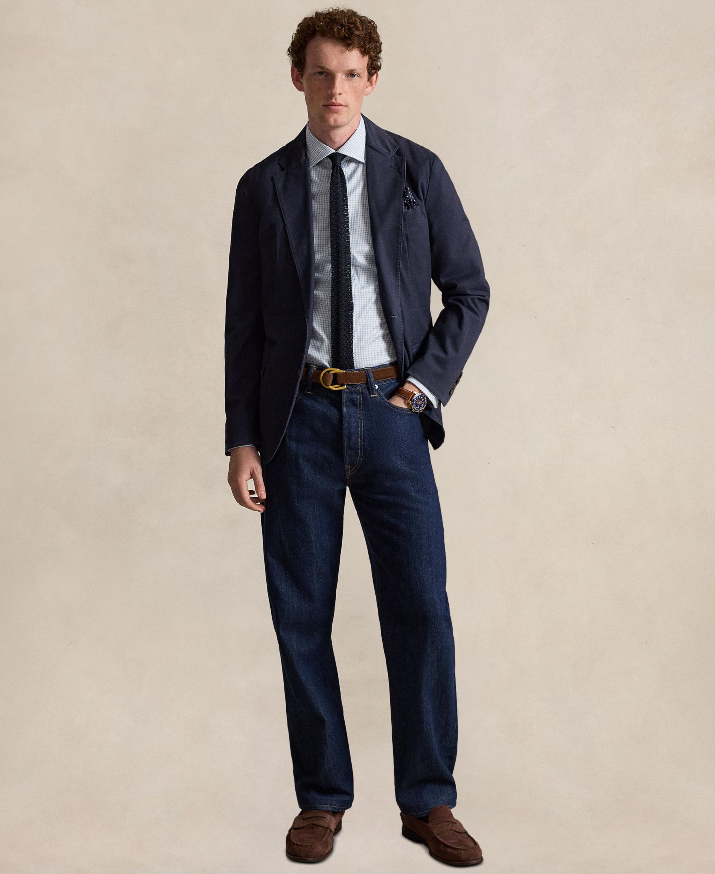 Мужская рубашка Polo Ralph Lauren Regent Checked Classic-Fit Spread-Collar Dress Shirt, цвет: Белый светлый синий — фото 2