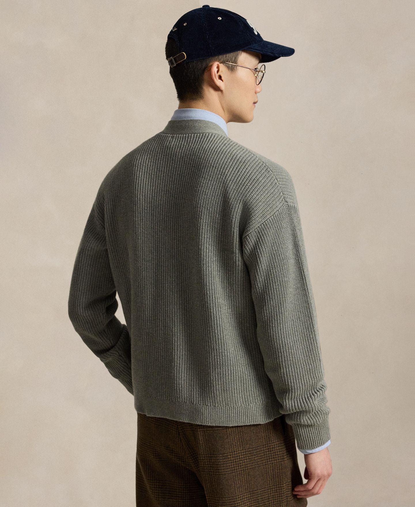 Мужской кардиган Polo Ralph Lauren Relaxed-Fit Textured, цвет: Палевый серый меланжевый — фото 4