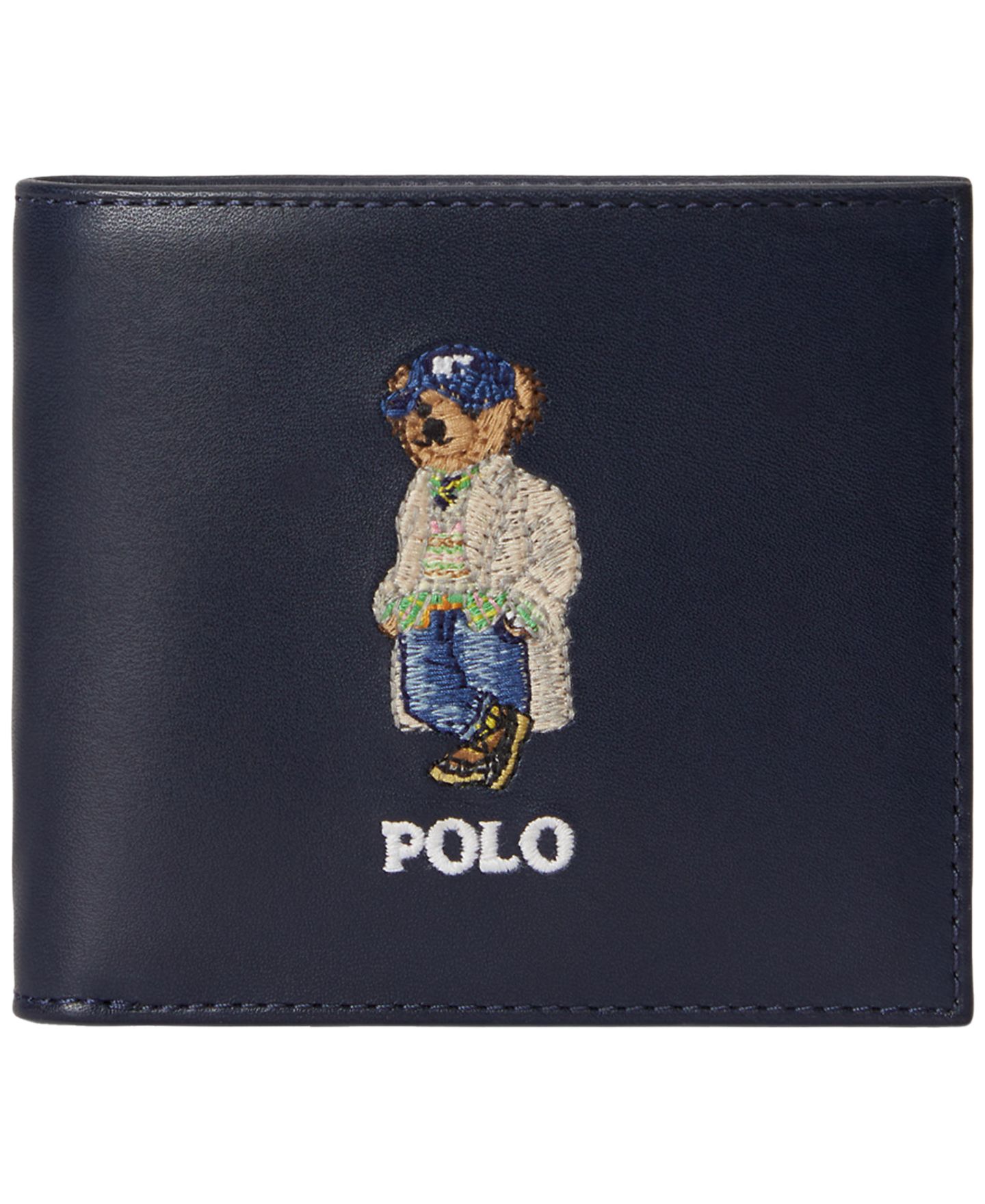 Кошелёк Polo Ralph Lauren Polo Bear Leather Bifold Wallet, цвет: Тёмно-синий — фото 1