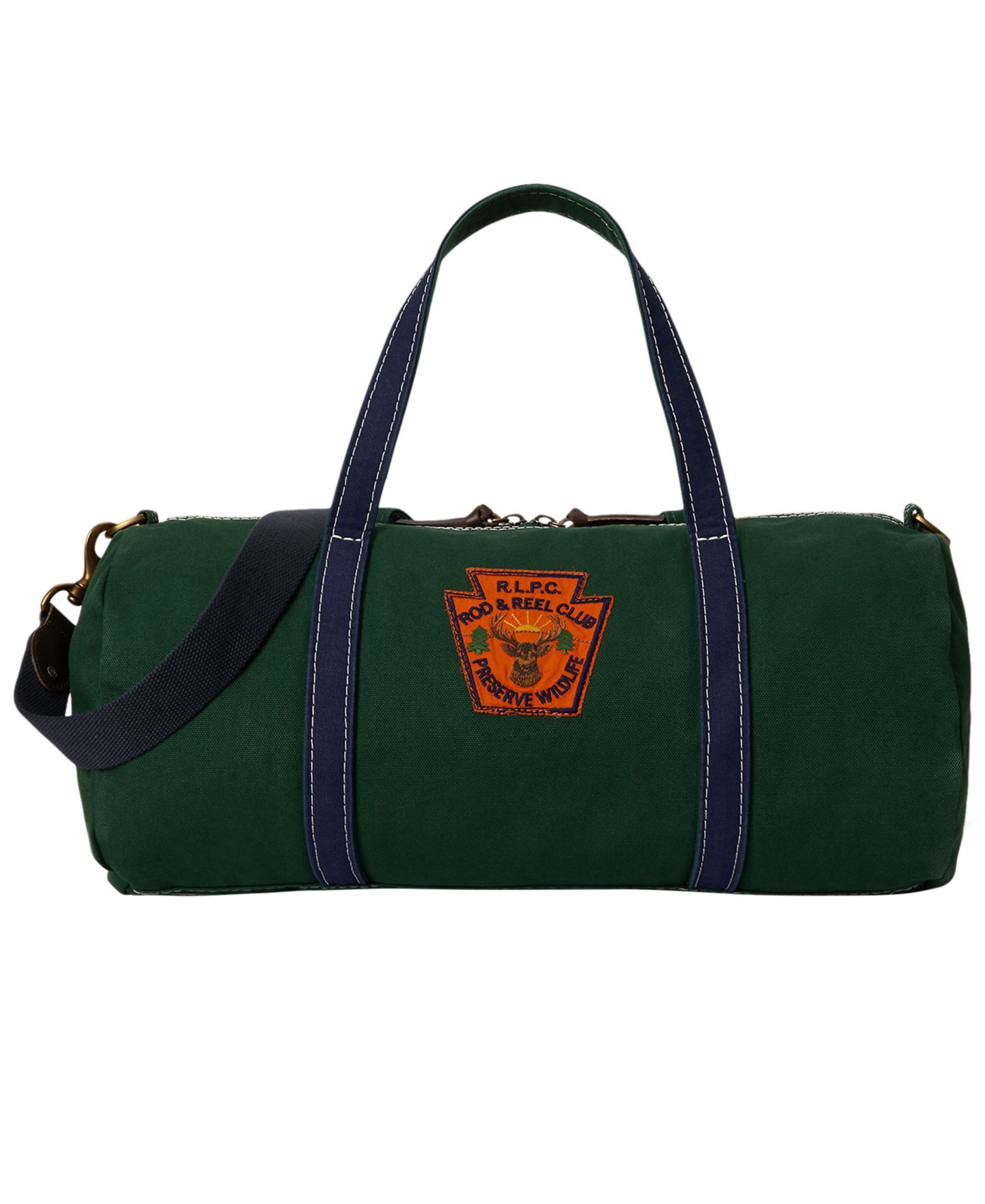 Мужская сумка Polo Ralph Lauren Logo-Patch Canvas Duffel, цвет: Зелёный / Тёмно-синий — фото 2