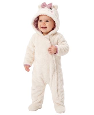 Baby Girls' Cat Sherpa Hooded Zipper-Closure Footie