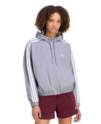 Women's Essentials 3-Stripes Hooded Loose-Fit Windbreaker Jacket