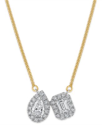 Lab-Grown Diamond 2-Stone Pendant Necklace (1-1/5 ct. t.w.) in 14k Two-Tone Gold