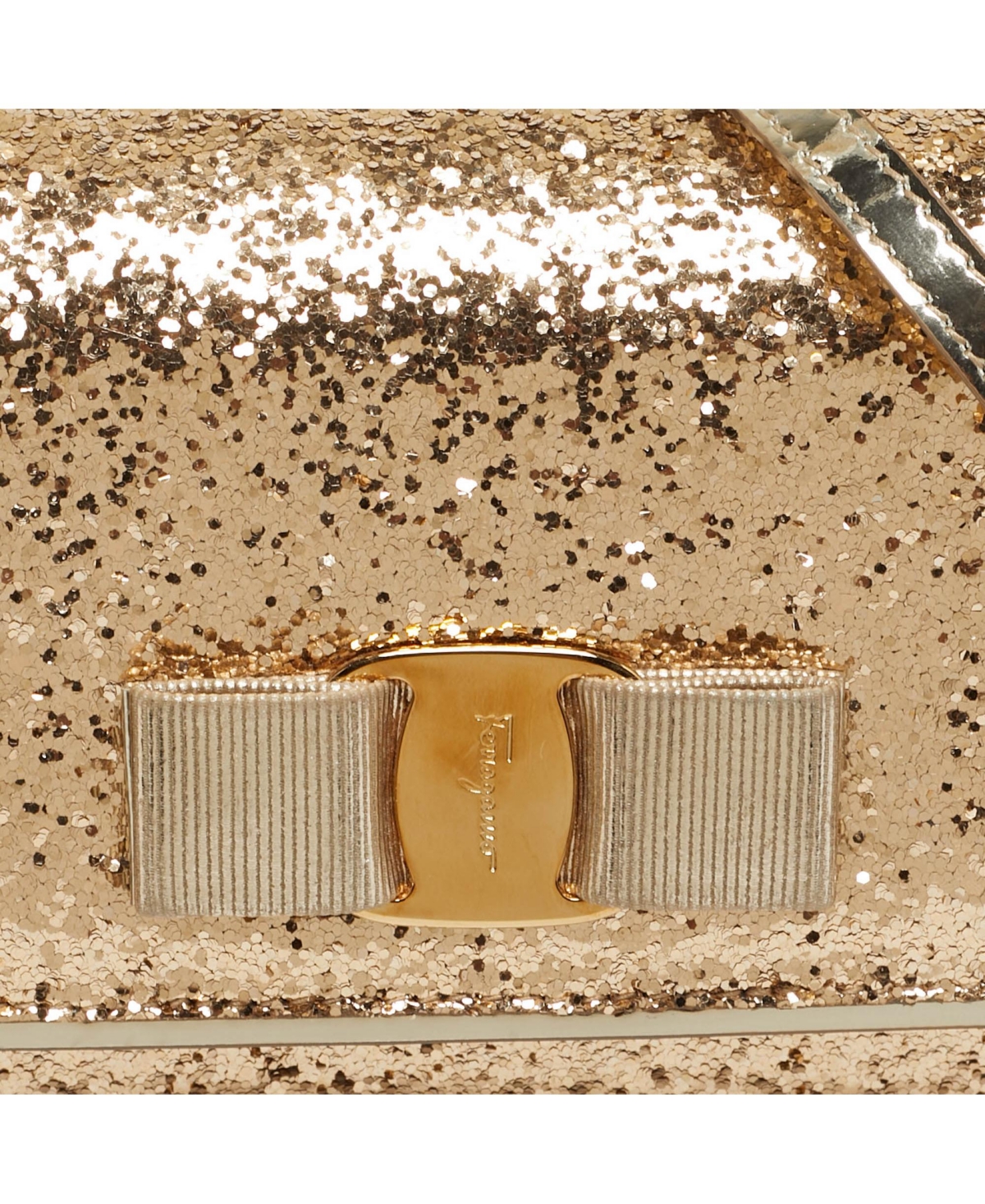 Pre-Owned Salvatore Ferragamo Women's Vara Bow Glitter Top Handle Bag