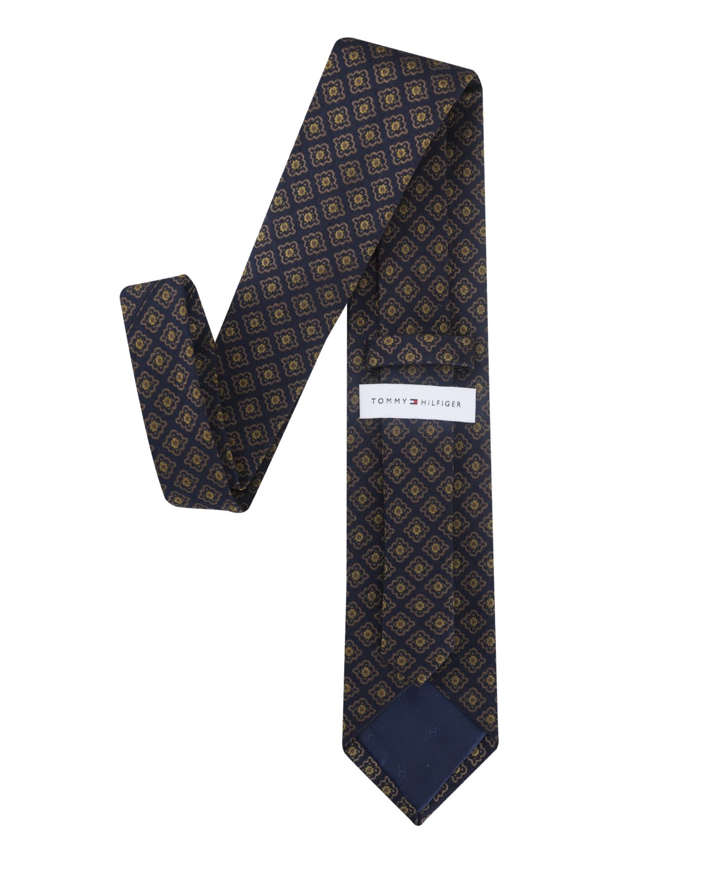 Мужской галстук Tommy Hilfiger Kent Medallion Tie, цвет: Тёмно-синий / Жёлтый — фото 2