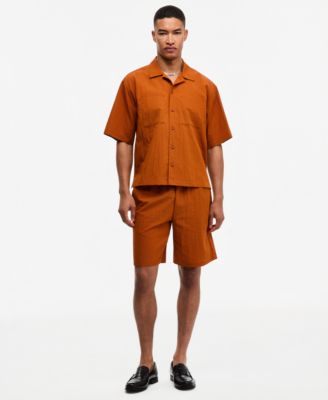 Men's Crinkled Pull-On Shorts, 9" Inseam