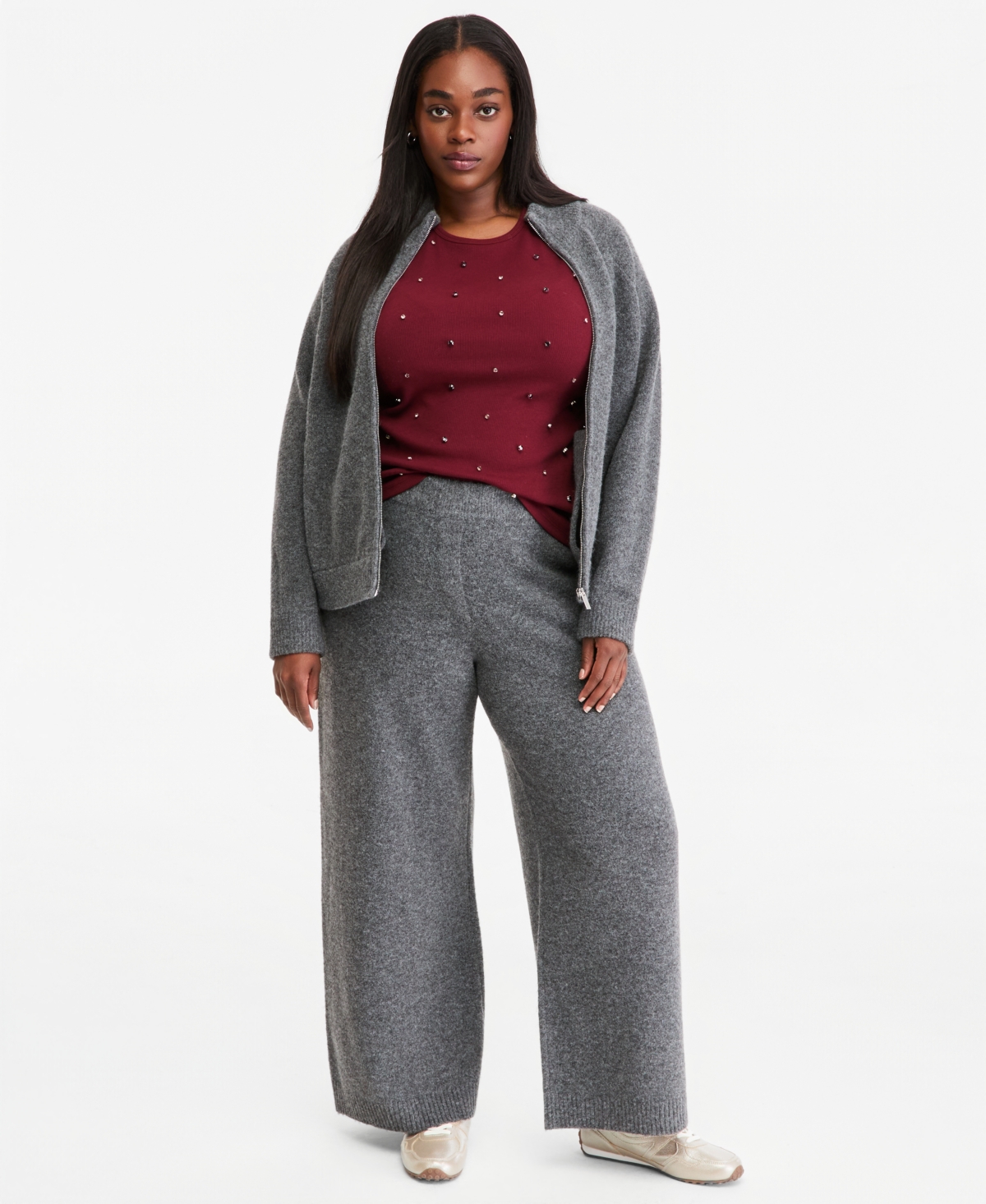 On 34th Plus Easy Wide-Leg Pull-On Sweater Pants, Macy's Exclusive