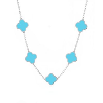 Classic Turquoise Clover Necklace Sterling Silver