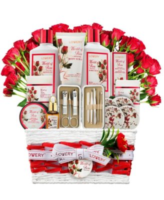 Rose Home Spa Body Care Gift Set, 35 Piece Beauty and Personal Care Kit, Bath and Body Gift Set