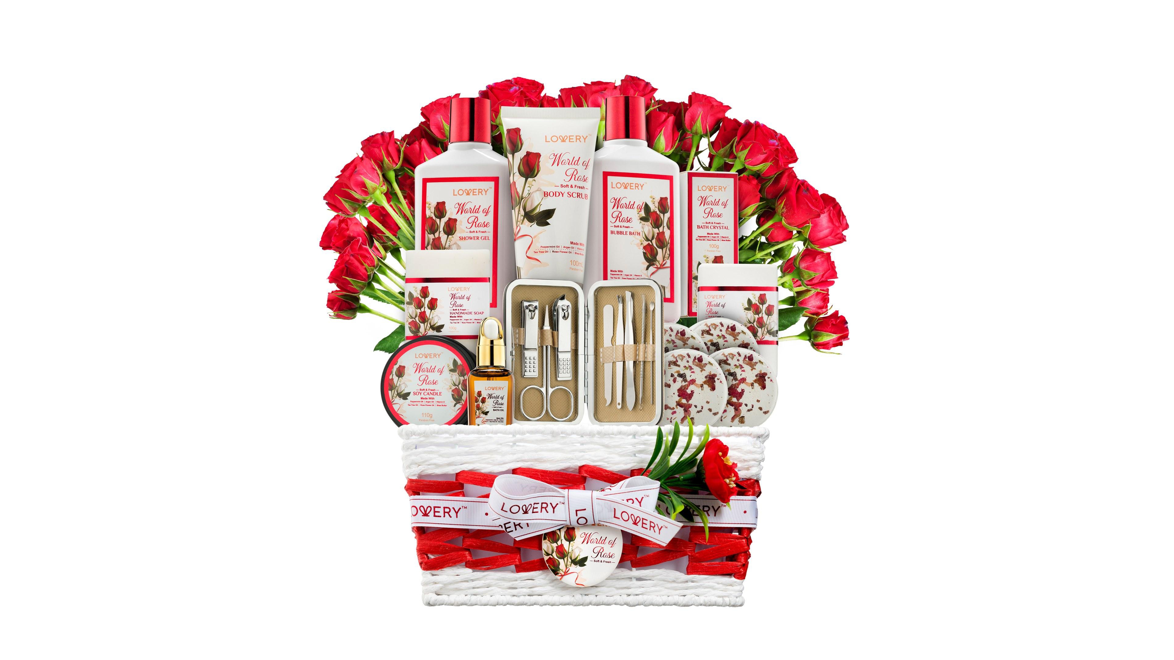 Lovery Rose Home Spa Body Care Gift Set, 35 Piece Beauty and Personal Care Kit, Bath and Body Gift Set