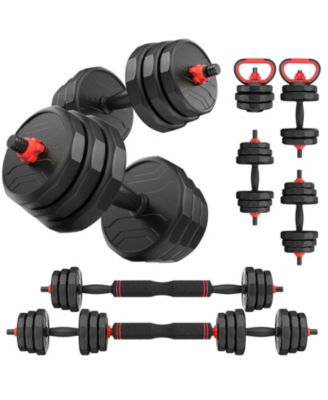 3 in 1 Adjustable Dumbbells Set Convertible to Barbell and Kettlebell, Multi Weight Free Weights for Home Gym