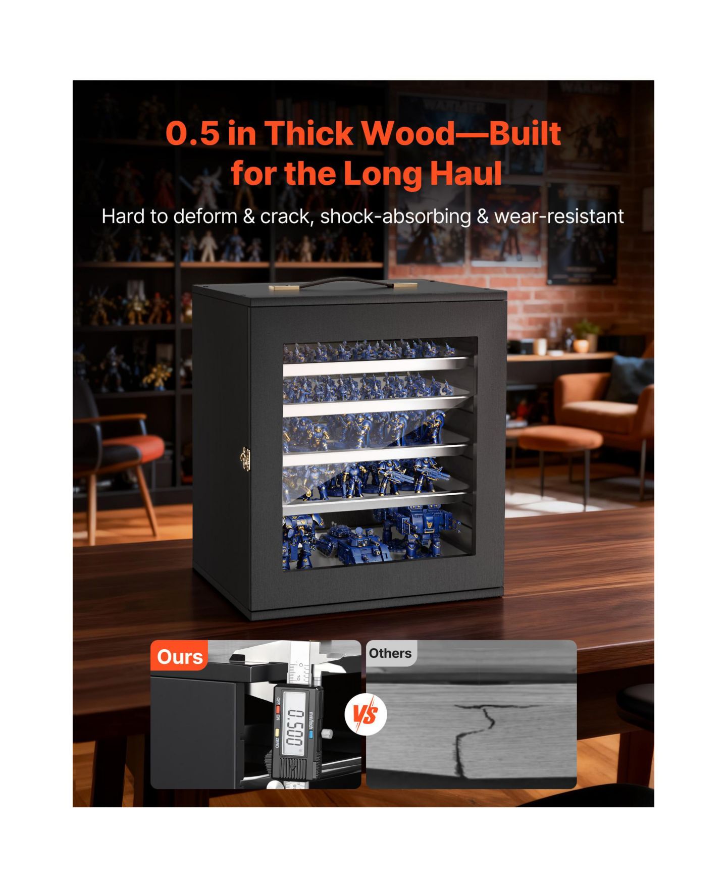Детские кейсы для хранения SUGIFT Wooden 5-Tray Magnetic Miniatures Storage Case, Ages 14+, цвет: Красный — фото 2