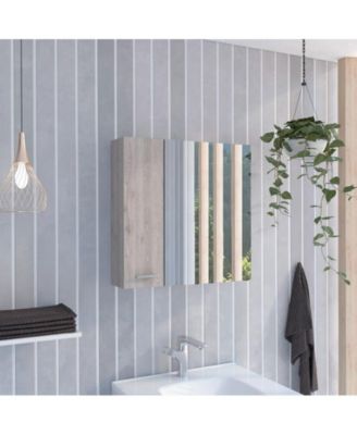 Avery Wall-Mounted Bathroom Storage Cabinet with Two Doors and Open Side Shelves