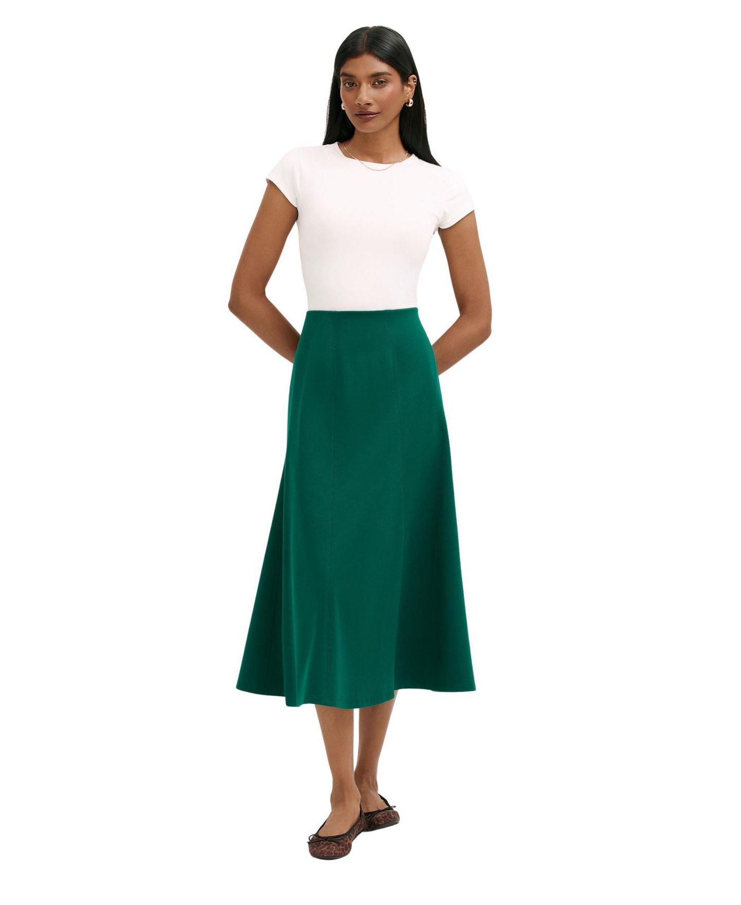 Женская юбка Finery London Mae High-Waisted A-Line Midi, цвет: Зелёный — фото 2