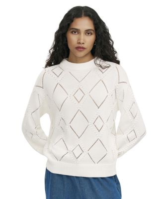 Women's Odette Diamond Pointelle Crewneck Long-Sleeve Sweater