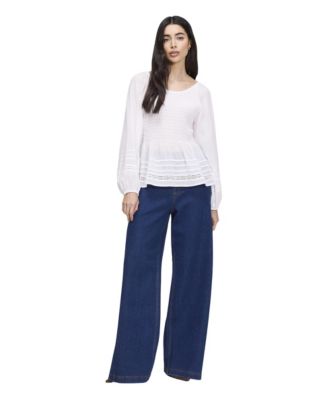 Women's Jennie Scoop Neck Long-Sleeve Shirred Blouse